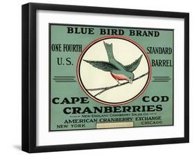 Cape Cod, Massachusetts - Blue Bird Brand Cranberry Label-Lantern Press-Framed Art Print