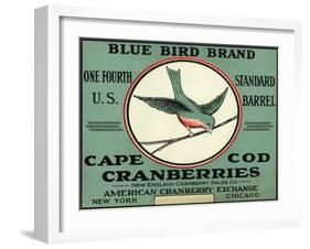 Cape Cod, Massachusetts - Blue Bird Brand Cranberry Label-Lantern Press-Framed Art Print