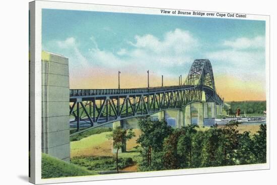 Cape Cod, Massachusetts - Bourne Bridge over Cape Cod Canal View-Lantern Press-Stretched Canvas