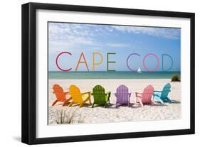 Cape Cod, Massachusetts - Colorful Beach Chairs-Lantern Press-Framed Art Print