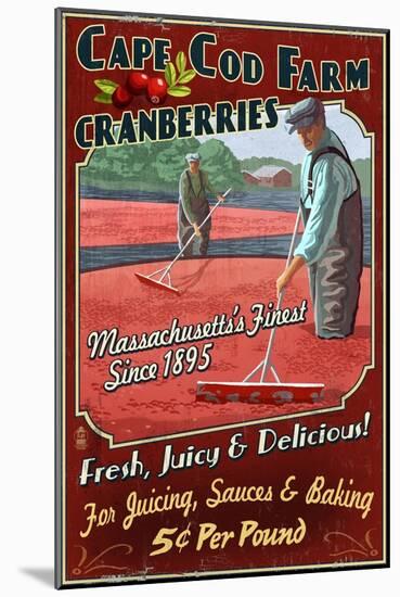 Cape Cod, Massachusetts - Cranberry-Lantern Press-Mounted Art Print