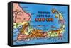 Cape Cod, Massachusetts - Detailed Auto Map of Cape Cod-Lantern Press-Framed Stretched Canvas