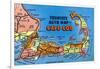 Cape Cod, Massachusetts - Detailed Auto Map of Cape Cod-Lantern Press-Framed Art Print