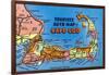 Cape Cod, Massachusetts - Detailed Auto Map of Cape Cod-Lantern Press-Framed Art Print