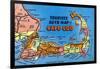 Cape Cod, Massachusetts - Detailed Auto Map of Cape Cod-Lantern Press-Framed Art Print