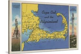Cape Cod, Massachusetts - Detailed Map of the Pilgrimland-Lantern Press-Stretched Canvas
