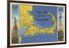 Cape Cod, Massachusetts - Detailed Map of the Pilgrimland-Lantern Press-Framed Art Print