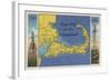 Cape Cod, Massachusetts - Detailed Map of the Pilgrimland-Lantern Press-Framed Art Print