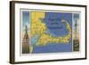 Cape Cod, Massachusetts - Detailed Map of the Pilgrimland-Lantern Press-Framed Art Print