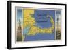 Cape Cod, Massachusetts - Detailed Map of the Pilgrimland-Lantern Press-Framed Art Print