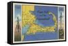 Cape Cod, Massachusetts - Detailed Map of the Pilgrimland-Lantern Press-Framed Stretched Canvas