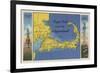 Cape Cod, Massachusetts - Detailed Map of the Pilgrimland-Lantern Press-Framed Premium Giclee Print
