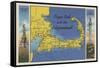 Cape Cod, Massachusetts - Detailed Map of the Pilgrimland-Lantern Press-Framed Stretched Canvas