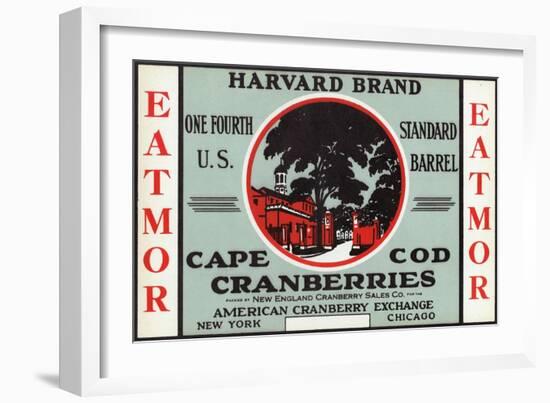 Cape Cod, Massachusetts - Harvard Eatmor Cranberries Brand Label-Lantern Press-Framed Art Print