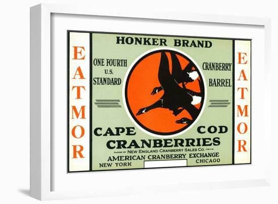Cape Cod, Massachusetts - Honker Eatmor Cranberries Brand Label-Lantern Press-Framed Art Print
