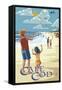 Cape Cod, Massachusetts - Kite Flyers-Lantern Press-Framed Stretched Canvas