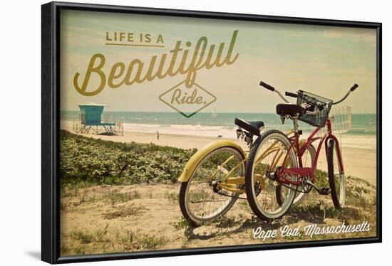 Cape Cod, Massachusetts - Life Is a Beautiful Ride - Beach Cruiser-Lantern Press-Framed Art Print