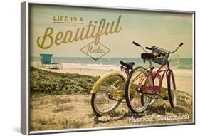 Cape Cod, Massachusetts - Life Is a Beautiful Ride - Beach Cruiser-Lantern Press-Framed Art Print