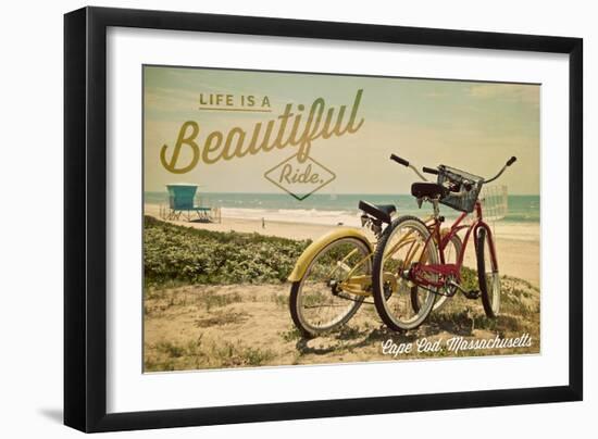 Cape Cod, Massachusetts - Life Is a Beautiful Ride - Beach Cruiser-Lantern Press-Framed Art Print