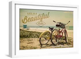 Cape Cod, Massachusetts - Life Is a Beautiful Ride - Beach Cruiser-Lantern Press-Framed Art Print