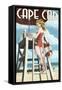 Cape Cod, Massachusetts - Llifeguard Pinup Girl-Lantern Press-Framed Stretched Canvas