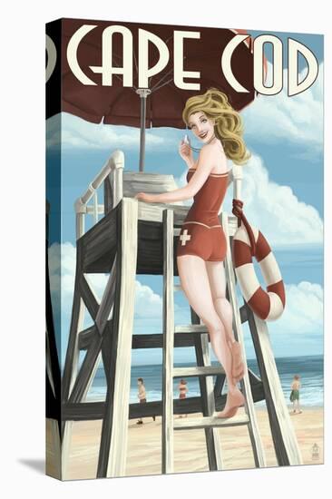 Cape Cod, Massachusetts - Llifeguard Pinup Girl-Lantern Press-Stretched Canvas