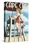 Cape Cod, Massachusetts - Llifeguard Pinup Girl-Lantern Press-Stretched Canvas