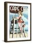 Cape Cod, Massachusetts - Llifeguard Pinup Girl-Lantern Press-Framed Art Print