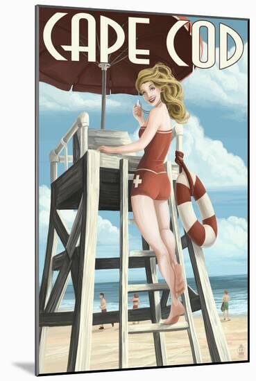 Cape Cod, Massachusetts - Llifeguard Pinup Girl-Lantern Press-Mounted Art Print