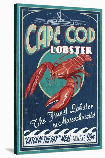 Cape Cod, Massachusetts - Lobster-Lantern Press-Stretched Canvas