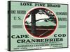 Cape Cod, Massachusetts, Lone Pine Brand Cranberry Label-Lantern Press-Stretched Canvas