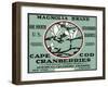 Cape Cod, Massachusetts - Magnolia Brand Cranberry Label-Lantern Press-Framed Art Print