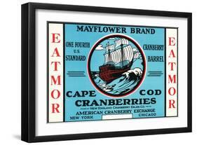 Cape Cod, Massachusetts - Mayflower Eatmor Cranberries Brand Label-Lantern Press-Framed Art Print