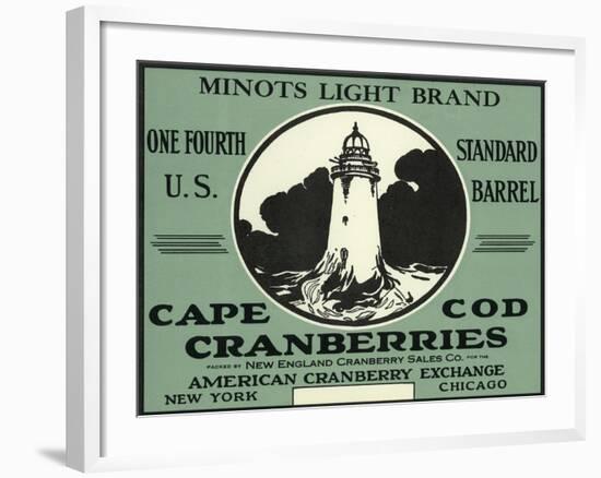 Cape Cod, Massachusetts - Minots Light Brand Cranberry Label-Lantern Press-Framed Art Print