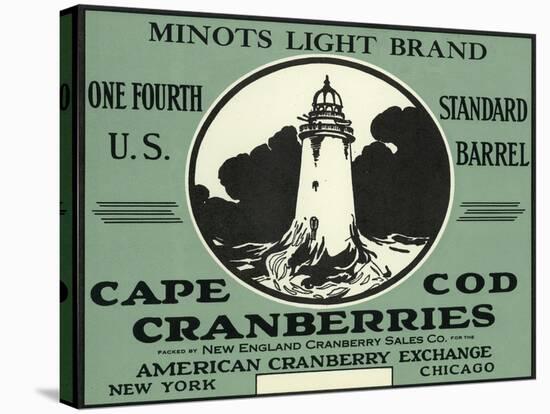 Cape Cod, Massachusetts - Minots Light Brand Cranberry Label-Lantern Press-Stretched Canvas