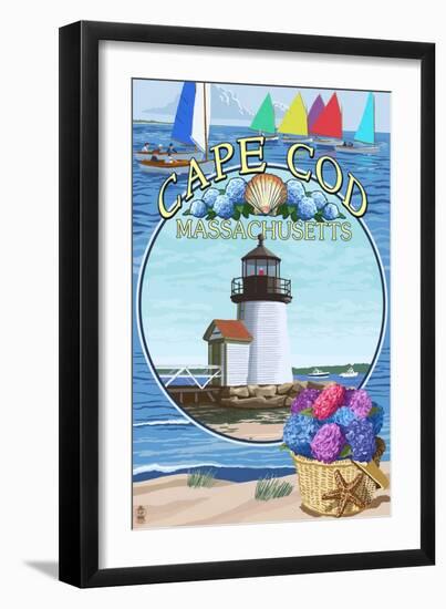 Cape Cod, Massachusetts - Montage-Lantern Press-Framed Art Print