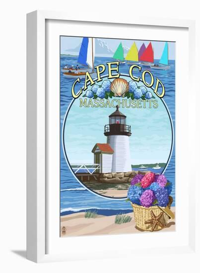 Cape Cod, Massachusetts - Montage-Lantern Press-Framed Art Print