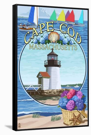 Cape Cod, Massachusetts - Montage-Lantern Press-Framed Stretched Canvas