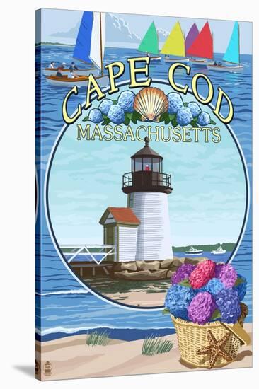 Cape Cod, Massachusetts - Montage-Lantern Press-Stretched Canvas