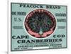 Cape Cod, Massachusetts - Peacock Brand Cranberry Label-Lantern Press-Framed Art Print