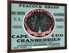 Cape Cod, Massachusetts - Peacock Brand Cranberry Label-Lantern Press-Framed Art Print