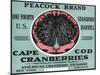 Cape Cod, Massachusetts - Peacock Brand Cranberry Label-Lantern Press-Mounted Art Print