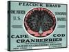 Cape Cod, Massachusetts - Peacock Brand Cranberry Label-Lantern Press-Stretched Canvas