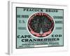 Cape Cod, Massachusetts - Peacock Brand Cranberry Label-Lantern Press-Framed Art Print