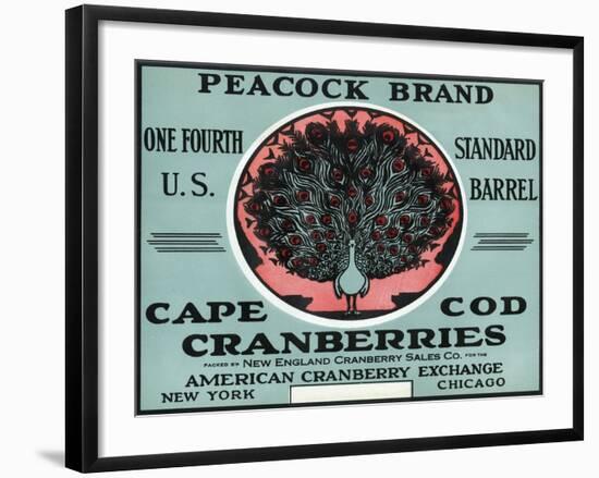 Cape Cod, Massachusetts - Peacock Brand Cranberry Label-Lantern Press-Framed Art Print