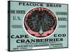 Cape Cod, Massachusetts - Peacock Brand Cranberry Label-Lantern Press-Stretched Canvas