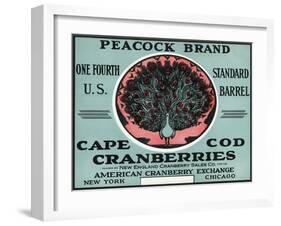 Cape Cod, Massachusetts - Peacock Brand Cranberry Label-Lantern Press-Framed Art Print