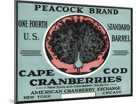 Cape Cod, Massachusetts - Peacock Brand Cranberry Label-Lantern Press-Mounted Art Print
