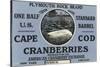 Cape Cod, Massachusetts, Plymouth Rock Brand Cranberry Label-Lantern Press-Stretched Canvas