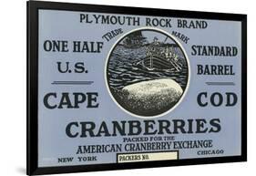 Cape Cod, Massachusetts, Plymouth Rock Brand Cranberry Label-Lantern Press-Framed Art Print